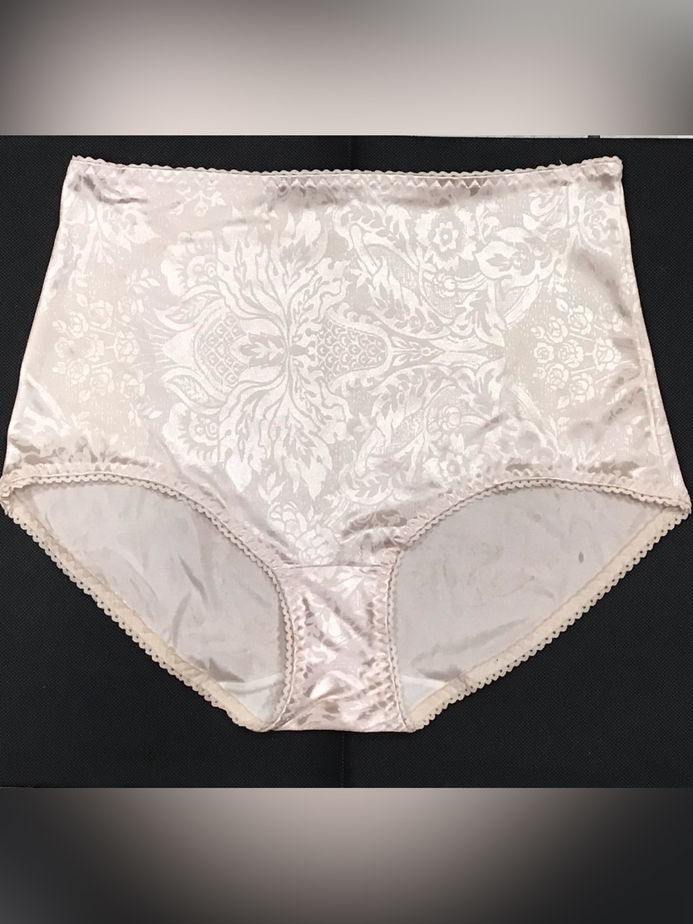 Vintage Vanity Fair Nylon High Waist Brief Panties Lg Shimmery Floral Granny.